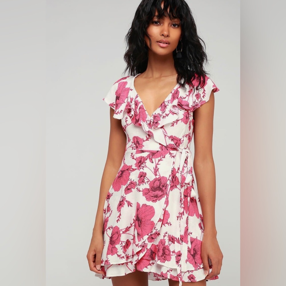 Free People French Quarter Floral Print Wrap Dress Pink